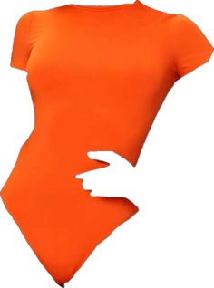 High Stretch Summer Leotard, High Stretch Solid Color Summer Leotard, Summer Stretch Elastane Leotard, Fitted Orange Solid Color Top, Fitted Solid Color Summer Bodysuit, Casual High Stretch One-piece Bodysuit, Orange Stretch One-piece Bodysuit, Bodycon Bodysuit With Scoop Neck, Trendy Solid Color Stretch Leotard