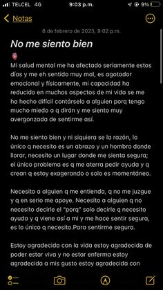 the text in spanish is displayed on an iphone screen, and it appears to be very dark