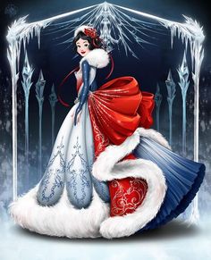 a snow queen dressed in red, white and blue