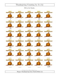 thanksgiving counting worksheet with pumpkins and words on it, including the numbers 1 - 10