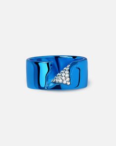 The ring has a dimensional shape, contrasting colors and is unexpectedly ripped and finished with crystals that will brighten even the dreariest of days.
Fine craftsmanship meets the “rip and tear” style and the spirit of breaking the rules. Here, the ripped edge delivers a sense of brave elegance to the anything-but-classic band ring.
Wear it for a pop of color this fall.










 





Band Width: 10mm
Stone Color: Bright White
Band Thickness: 1.5mm
Material: Crystals, 925 Sterling Silver Modern Blue Diamond Jewelry, Modern Blue Open Ring, Rip And Tear, Breaking The Rules, Dimensional Shapes, Blue Cobalt, Wide Band Ring, Wide Band Rings, White Band