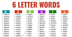 the six letter words that are used to spell