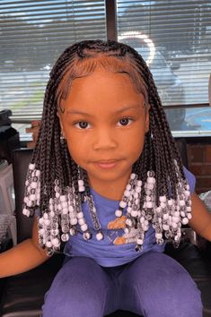 black hair, natural hairstyles, black kids Baby Face Hairstyle, Cute Hairstyles For Black Kids Natural, Girls Braids With Beads, Braids For Black Girls Kids, Kids Braids Hairstyles Black, Beaded Hairstyles For Kids, Braided Hairstyles Kids, Braided Hairstyles For Black Kids, Afro Hairstyles Braids