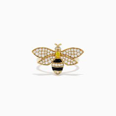 Bumble Bee Earrings, Bee Ring, Bee Earrings, Yellow Stone, Yellow Sapphire, Gold Yellow, Fashion Styles, Bumble Bee, Round Diamonds