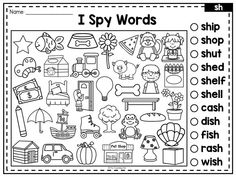 i spy words worksheet