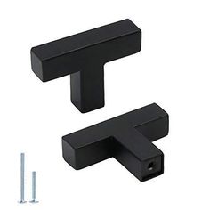 two black square handles on a white background