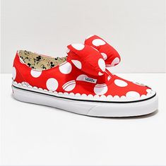 Girls Size 2 Shoes Kids Girl, Shoes Disney, Disney Vans, Minnie Bow, Vans Red, Bow Shoes, Womens Athletic Shoes, Vans Authentic, Womens Vans