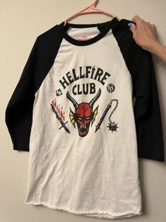 Stranger Things Netflix Hellfire Club Unisex Small Adult Baseball Tshirt | eBay Stranger Things Tshirt, Hellfire Club, Baseball Tshirt, Baseball T, Stranger Things Netflix, Club Shirts, Baseball T Shirt, Baseball Tshirts, Stranger Things