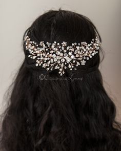 Jewel Spray Wedding Headpiece #wedding #headpiece #bridal Gold Headpiece Wedding, Gold Bridal Hair Accessories, Flower Wedding Hair, Wedding Hair Clip, Flower Hair Accessories Wedding, Short Sassy Haircuts, Bridal Hair Clip, Wedding Hair Clips, Wedding Hair Flowers