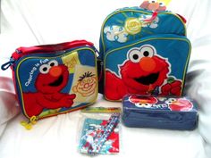 Rectangular Cases For Students Back To School, Rectangular Cases For Students, Back To School, Back To School Rectangular Bag With Pen Holders, School Bags With Pen Holders For Back To School, Back To School Pencil Bags For Everyday Use, Pencil Bags For Everyday Use And Back To School, Portable Lunch Bag For Back To School, Sesame Street Elmo, Play Outfit