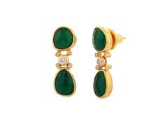 GURHAN, GURHAN Elements Gold Emerald Single Drop Earrings, Mixed Amorphous Shapes Fine Jewelry Yellow Gold Emerald Earrings, Luxury Traditional Emerald Earrings, Amorphous Shapes, Fine Jewelry Emerald Earrings, Round Shape, Green Emerald Multi-stone Earrings, Luxury Green Emerald-cut Earrings, Ruby Sapphire, Emerald Earrings, Pure Gold