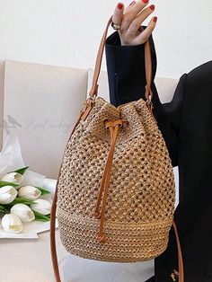 Bird in Bag - Boho Style Drawstring Straw Woven Handbags – Spring/Summer Collection: A Chic Crossbody Bag for Holiday and Daily Travel Summer Beach Pouch Shoulder Bag, Beach Season Shoulder Bag Pouch, Beige Pouch Bag For Beach, Beige Pouch Bag For The Beach, Summer Pouch Bags For Daily Use, Adjustable Strap Pouch Beach Bag, Summer Daily Use Pouch Bag, Summer Travel Straw Pouch Bag, Summer Straw Pouch Bag With Adjustable Strap