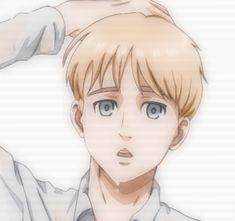 an anime character with blonde hair and blue eyes