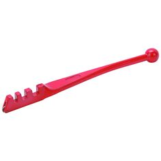 a red toothbrush on a white background