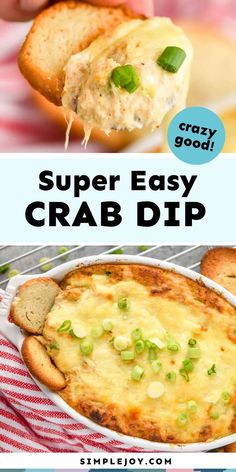 an easy crab dip recipe with text overlay