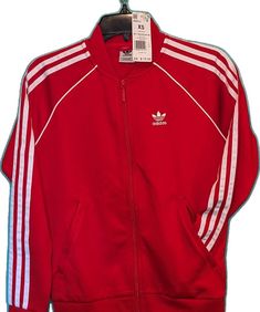 Adidas Casual Red Track Jacket, Red Long Sleeve Track Jacket For Spring, Red Long Sleeve Spring Track Jacket, Adidas Windbreaker, Adidas Track Jacket, Adidas Originals Women, Adidas Jackets, Black Vest, Outdoor Jacket