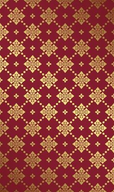 a red and gold wallpaper with an intricate design