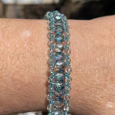 handmade with love 6 and 3/4 inches Handmade With Love, Beaded Bracelet, Lobster Clasp, With Love, Jewelry Bracelets, Hand Weaving, Light Blue, Beaded Bracelets, Bracelet