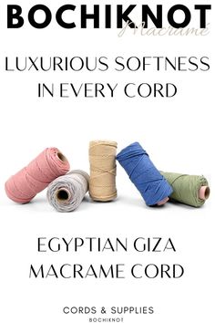 Struggling with harsh, fragile macrame cords? These cords make crafting difficult and your projects look subpar. Experience the luxury of our Soft Egyptian Giza Macrame Cotton Cord. Its superior softness and strength bring your creations to life. Macrame Wall Art