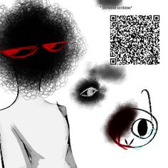 a woman's head with red glasses and an eyeball in the center, next to qr code