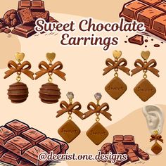 What's sweeter than that new Chocolate JSK you added to your collection? A pair of Sweet Chocolate Earrings to add to it 🍫 Indulge in your sweet side  Earrings are made with a gold plated stainless steel base  2 options Pierced Ears and Clip on Earring  Earrings are handmade & may differ slightly Sweet Gold Earrings For Gift, Chocolate Earrings, Side Earrings, Inktober 2024, Clip On Earring, Sweet Chocolate, Pierced Ears, Chicago Il, Clip On