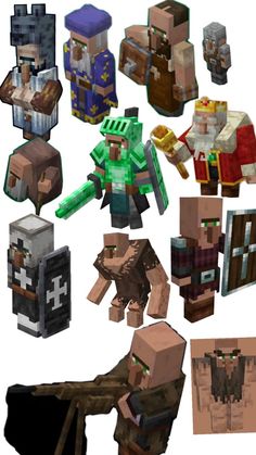 several different types of minecraft characters are shown