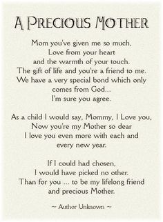 a poem written in black and white with an image of a mother's love