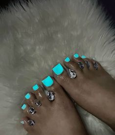 Blue Toe Nails, Gel Toe Nails, Acrylic Toes, Acrylic Toe Nails, Pretty Toe Nails, Cute Toe Nails, Blue Acrylic Nails, Colored Acrylic Nails, Short Square Acrylic Nails