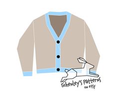 a drawing of a cardigan sweater with an image of a deer on the front