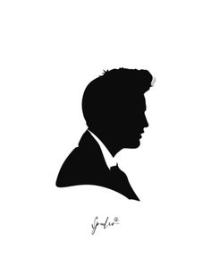 the silhouette of a man in a tuxedo is shown on a white background