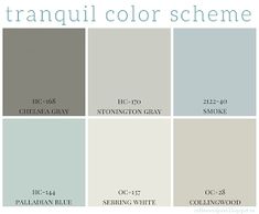 the color scheme for tranquill color scheme, including grays and blue tones