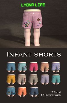 an image of the front and back of shorts with different colors on them, all in different