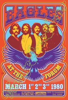 an event poster for eagles at the forum in detroit, on march 21st, 1980