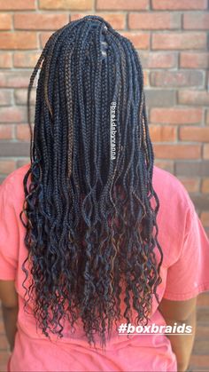 Knotless Box Braids Crinkle Ends, Box Braids With Body Wave Ends, Mid Back Box Braids With Curly Ends, Crinkle Knotless Braids, Crinkle Braids Black Women, Crinkle Box Braids, Knotless Braids With Crinkle Ends, Wavy Ends Box Braids, Knotless Box Braids With Wavy Ends