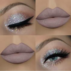 Make Up Diy, Nye Makeup, Make Up Designs, Drag Make-up, Glittery Eyes, Valentines Day Makeup, Glitter Eye Makeup, Valentines Makeup