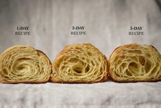 three different types of bread on top of each other