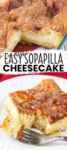 easy sopapilla cheesecake on a plate with a fork