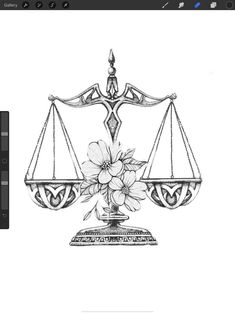 an image of a scale with flowers on it, and the word'balance'in black ink