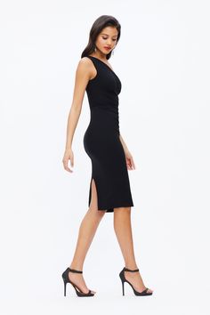 Fit to flatter, this crepe sheath in Black boasts a flirty one-shoulder neckline that's sure to draw every eye in the room and hold them all night. Dresses Xxl, Stretch Crepe, Dress The Population, Dresses Xs, One Shoulder, Little Black Dress, Dresses For Work, Dresses, Black