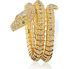 18K Yellow Gold Serpent Snake Wrap Around Diamond Bracelet Serpent Snake, Astral Plane, Emerald Eyes, Beautiful Snakes, 18k Gold Bracelet, Modern Bracelets, The Serpent, Snake Bracelet, Bratz Doll