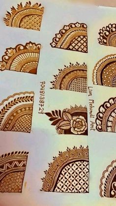 hendi tattoos are being displayed on a sheet of paper with different designs and colors