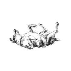 a black and white drawing of two people laying on the ground