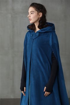 Wool Cape Coat, Hooded Wool Coat, Cloak Coat, Cashmere Cape, Black Winter Coat, Hooded Cape, Cashmere Fabric, Color Lab, Wool Poncho