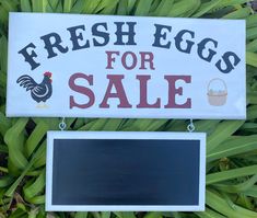 Display this Fresh Eggs for sale sign at your home or wherever you sale your eggs.  Sign is painted white with fresh eggs in black lettering and for sale lettering in barn red. Signs are made out of pine wood with a router edge.  Small sign attached is painted with chalkboard black paint, so you can write your cost of eggs or whatever you would like.  One piece of small white chalk included.  The sign featured in listing is a example of the sign I will make for you. All signs are created at time of purchase, so each sign is unique.  Sign can be made double sided with additional cost.  Header board measures: 17x7 Small board measures: 11x5.5 Happy Chicken Keeping! Eggs For Sale Sign Ideas, Fresh Eggs For Sale, Egg Chickens, Egg Signs For Sale, Fresh Eggs For Sale Sign, Eggs For Sale Sign, Fresh Eggs Sign For Sale, Selling Chicken Eggs Sign, Egg Sign