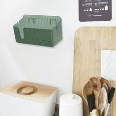 a kitchen counter with utensils on it