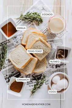 an image of bread with ingredients labeled in the top and bottom words above it on a newspaper