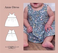 The Anne Dress sewing pattern features a sweet and versatile design suitable for various events, from casual playdates to special family gatherings. The pattern includes a relaxed, sleeveless bodice and a gathered skirt that allows your little girl to move freely and comfortably, encouraging endless play and exploration. This sewing pattern comes with clear, step-by-step instructions with illustrations and includes sizes 0-3m, 3-6m, 6-9m, 9-12m, 12-18m, and 2T. This pattern is designed for light Girl Dress Pattern, Baby Girl Dress Patterns, Dress Patterns Free, Double Gauze, Dress Sewing Pattern, Toddler Dress, Fashion Sewing, Fabric Store, Dress Pattern