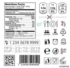 the nutrition label for some type of food