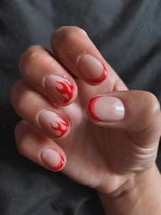 Fire Design Nails Short, Men’s Acrylic Nails, Flame Short Nails, Nail Fire Art, Nail Designs Fire, Flame Nails Men, Short Fire Nails, Fire Nails Short, Nails Fire Design