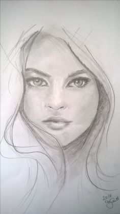 a pencil drawing of a woman's face